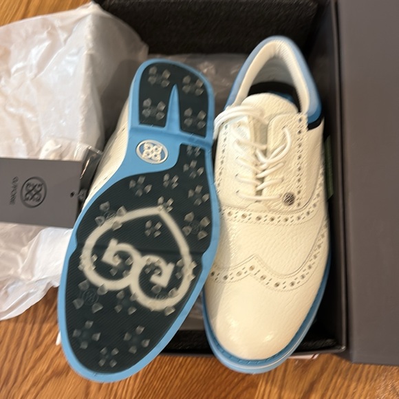 G/FORE Ladies Grosgrain Brogue Gallivanter Cream and Blue Golf Shoes 8.5 - Picture 4 of 5